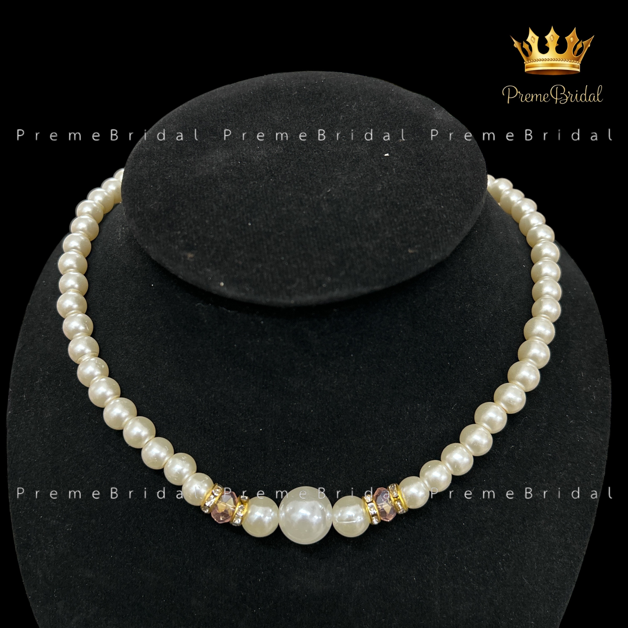 (พร้อมส่ง) สร้อยคอไข่มุก ประดับด้วยลูกปัดสีสวยขั้นกลาง งานหรูพรีเมี่ยม