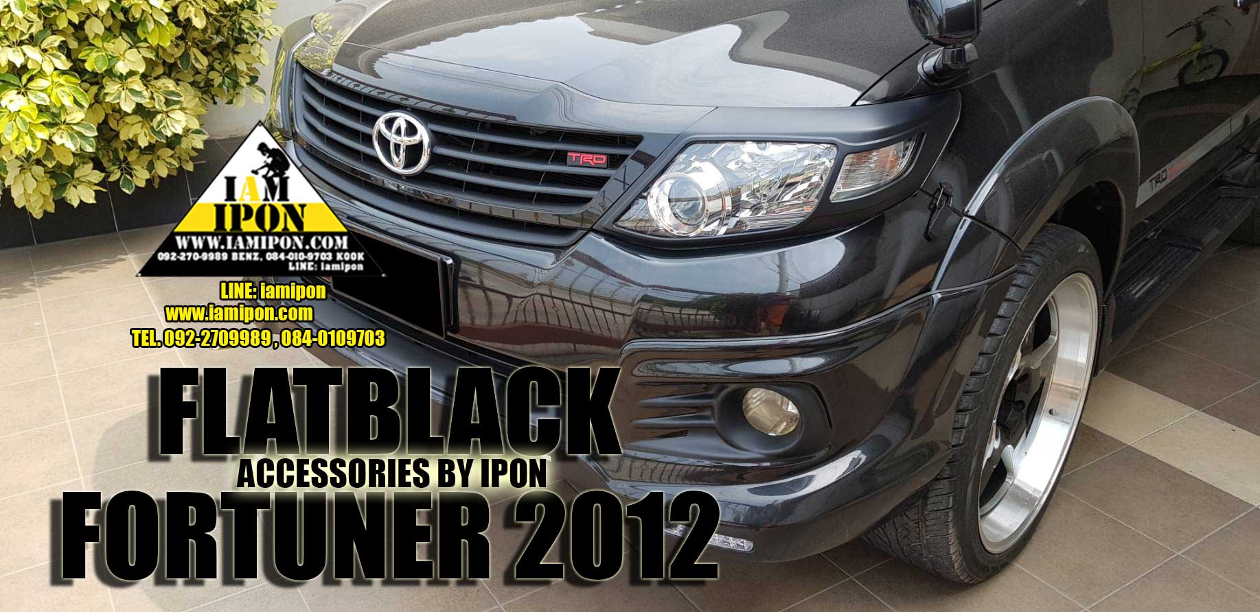 HEAD LAMP COVER FORTUNER CHAMP 2012 FLATBLACK ครอบไฟหน้าดำด้านฟอร์จูนเนอร์แชมป์ 2012