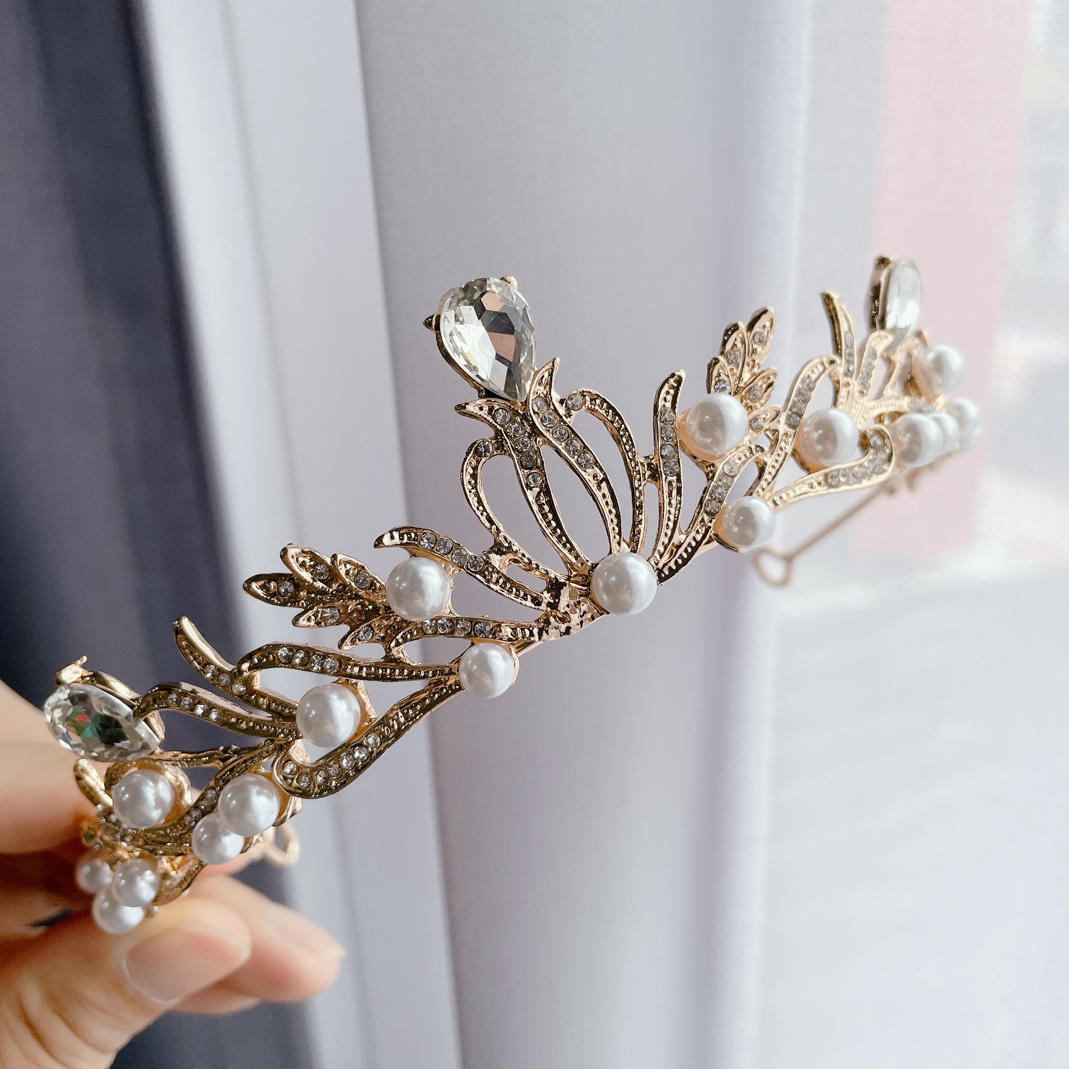 (พร้อมส่ง) เทียร่า 387 สีทอง มงกุฎเจ้าสาว มงกุฎเพชร งานพรีเมี่ยม สินค้าพร้อมส่งจากไทย