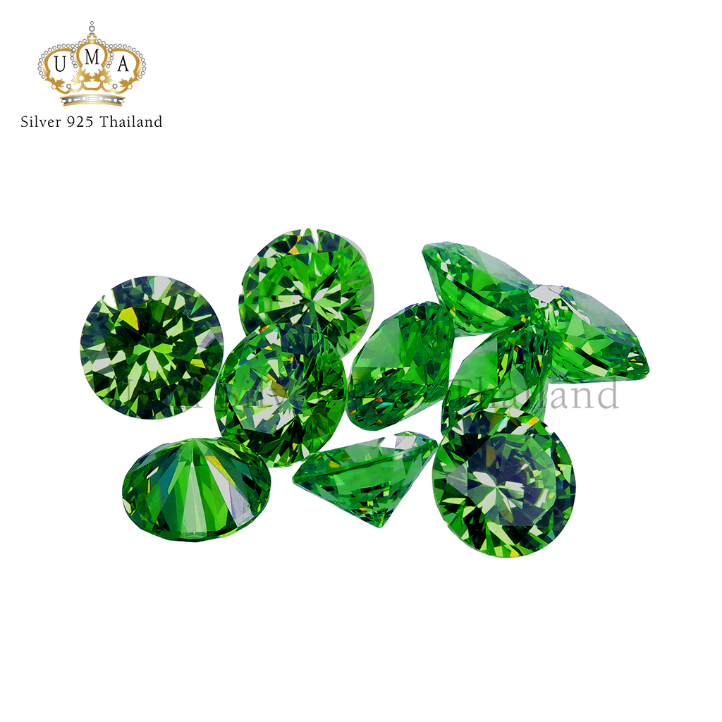 เพชรCZ 6A ทรงกลม สีเขียวมรกตกลาง (Green Medium ROUND CZ) - Size 1.00mm - 1แพ็ค - 1000เม็ด