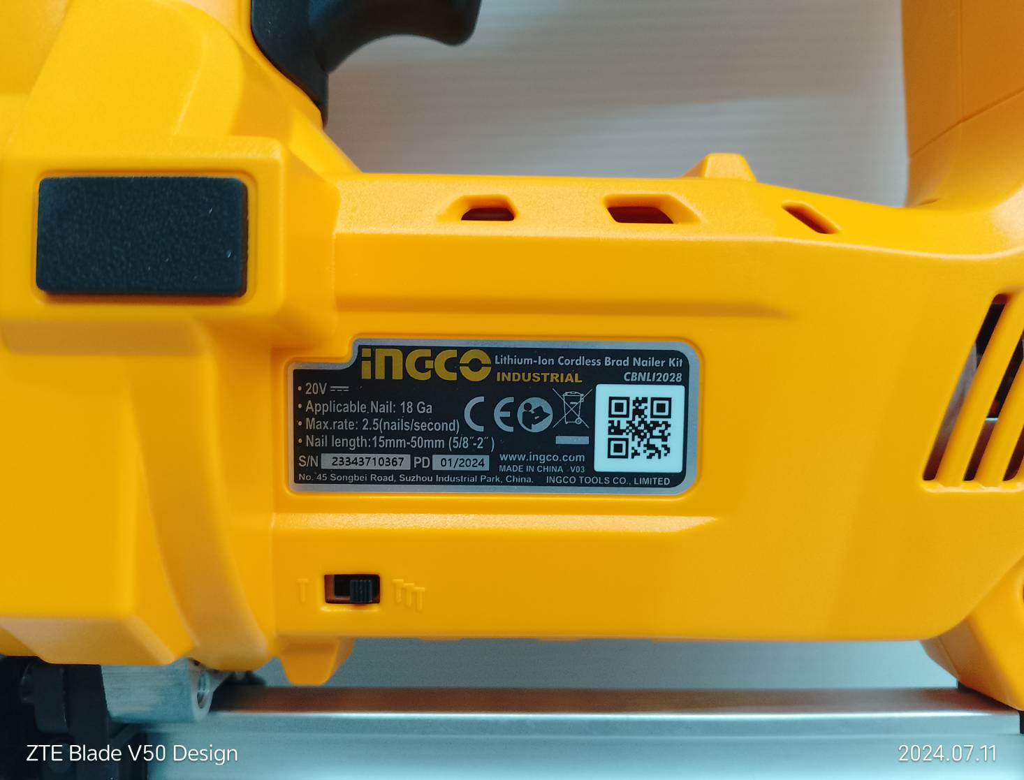 INGCO CBNLI2028 ปืนยิงตะปู20V F15-F50 (เครื่องเปล่า)