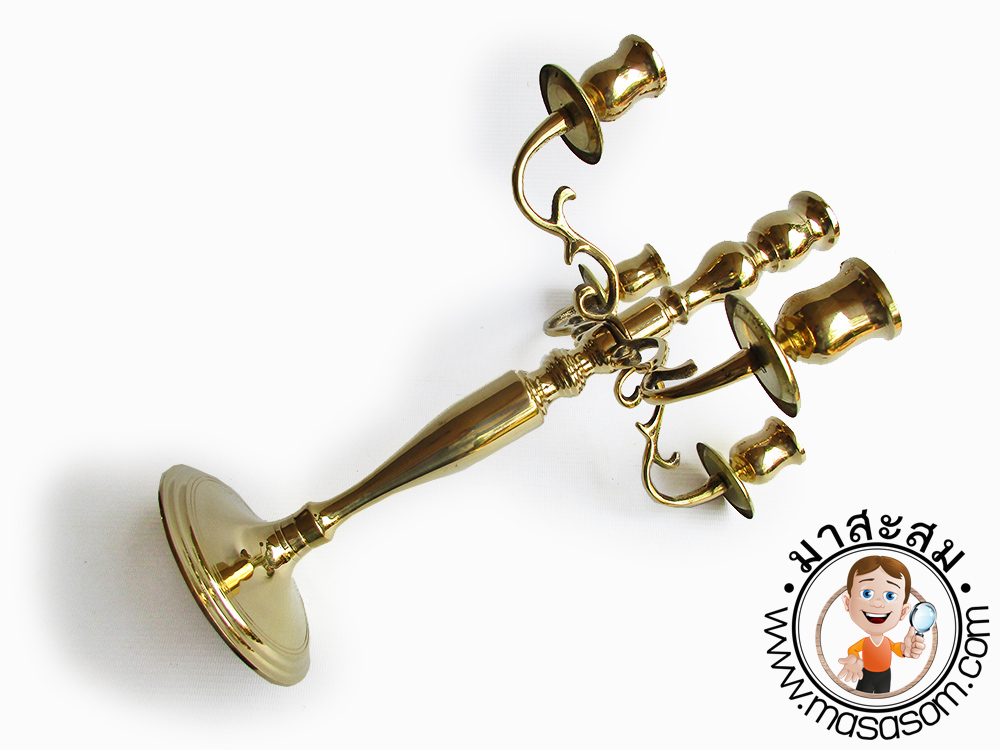 เชิงเทียนทองเหลือง5ช่อ 14 นิ้ว