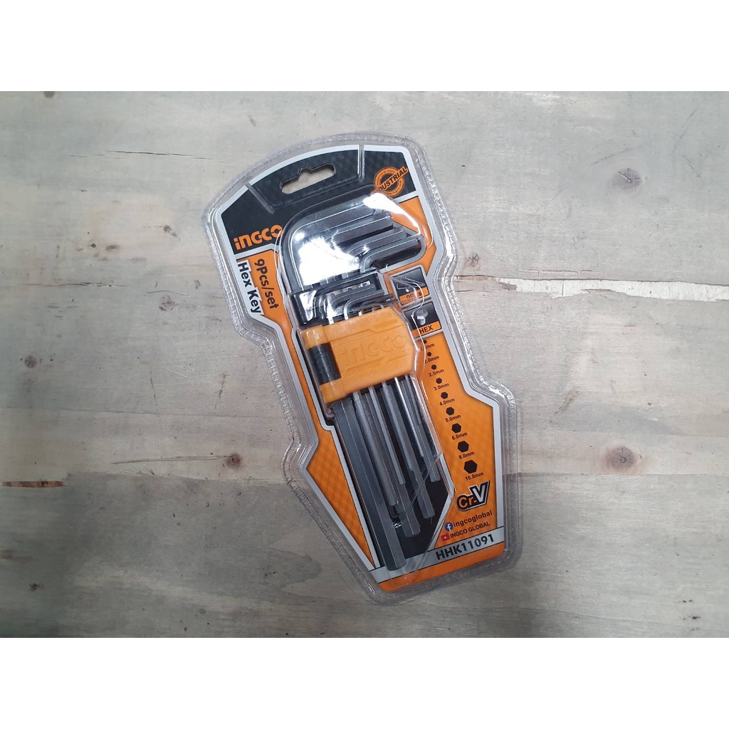 INGCO ชุดประแจหกเหลี่ยม ประแจแอล ยาวพิเศษ รุ่น HHK11091