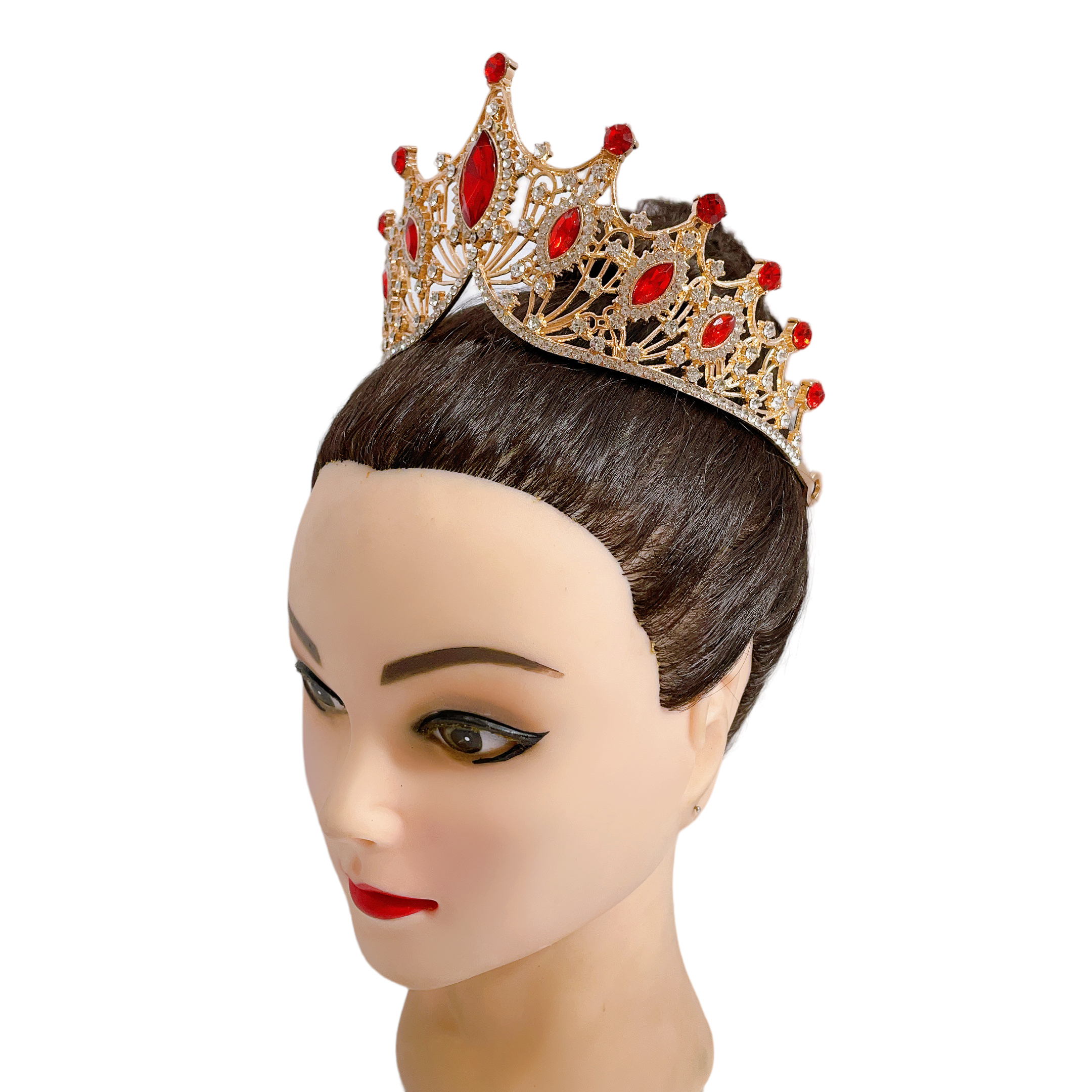 (พร้อมส่ง) เทียร่า 303 สีแดง-ทอง มงกุฎนางงาม งานสวย ปราณีต QCเพชรทุกเม็ด สินค้าพร้อมส่งจากไทย