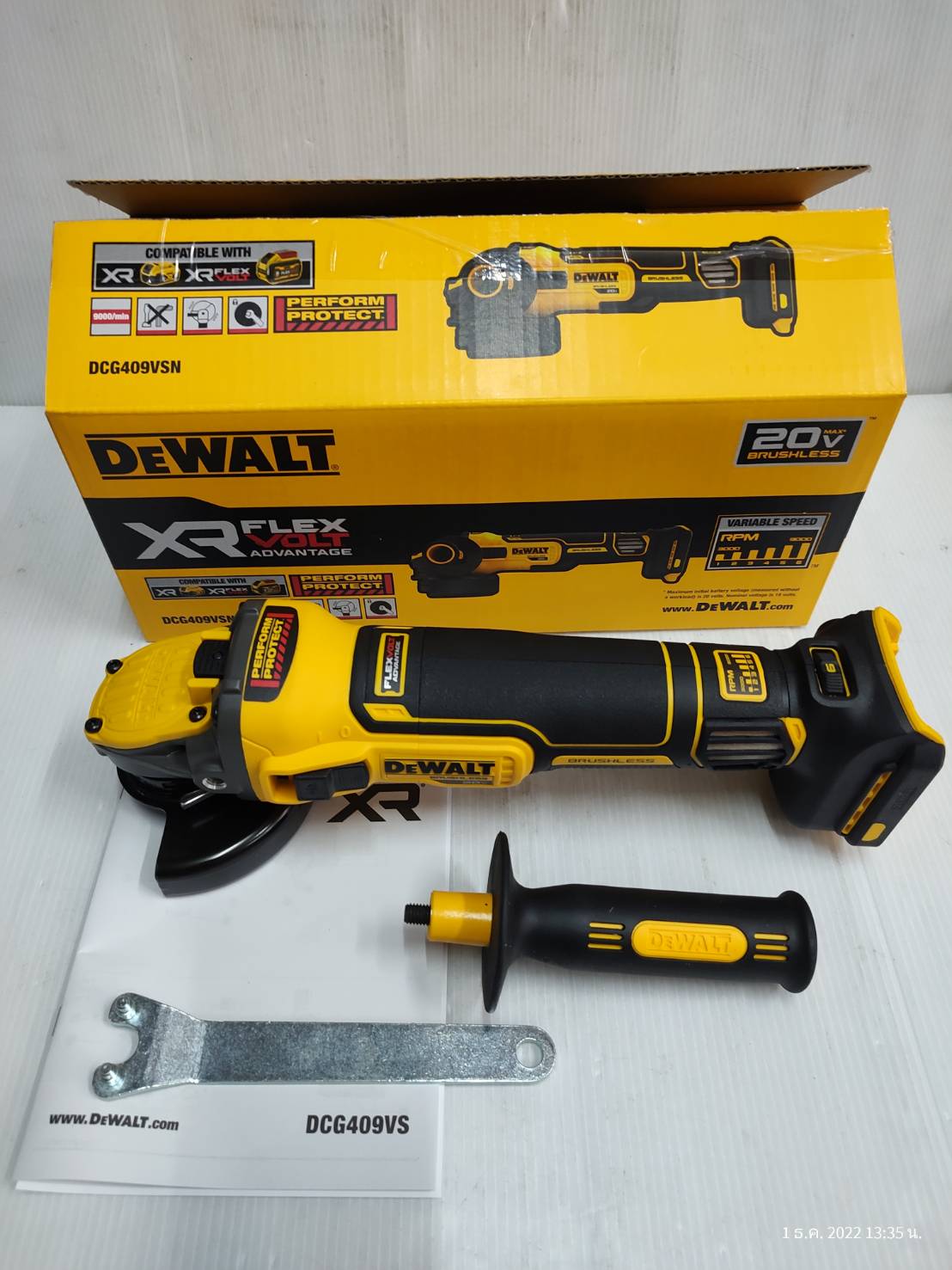หินเจียรไร้สาย20V DCG409VSN DEWALT ADVANTAGE