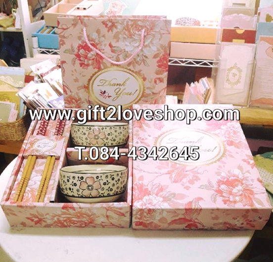 ชุดชามตะเกียบ แบบ 2 ชาม พร้อมถุงหิ้ว