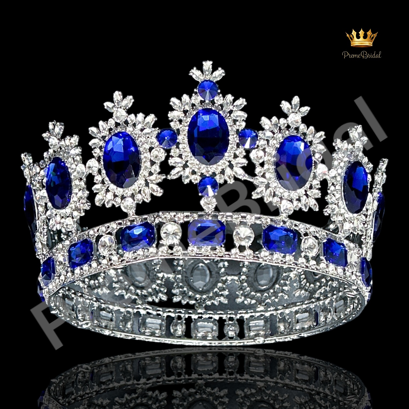 (พร้อมส่ง) มงกุฏผู้ชาย 027 สีน้ำเงิน มงกุฎผู้ชาย มงกุฎพระราชา มงกุฎประกวด