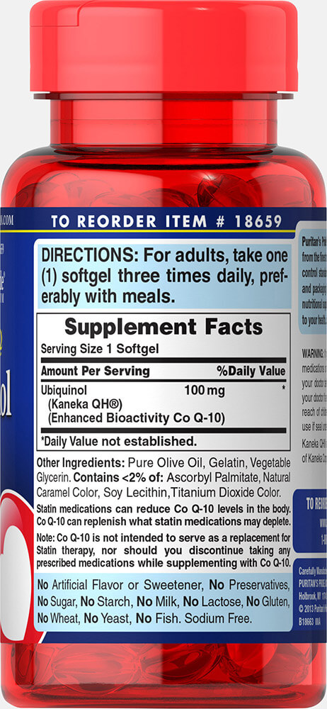 Puritan Ubiquinol 100 mg 120 Rapid Release Softgels