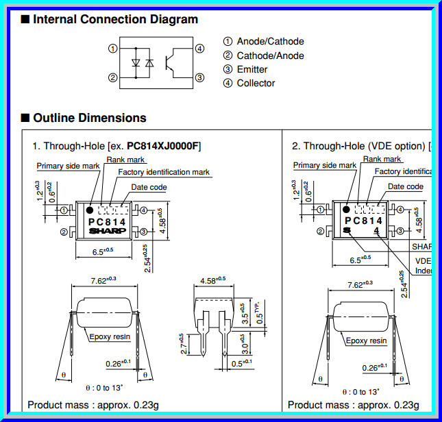 1x PC814 ไอซีออปโต้สำหรับอินพุตไฟ AC ยี่ห้อ SHARP