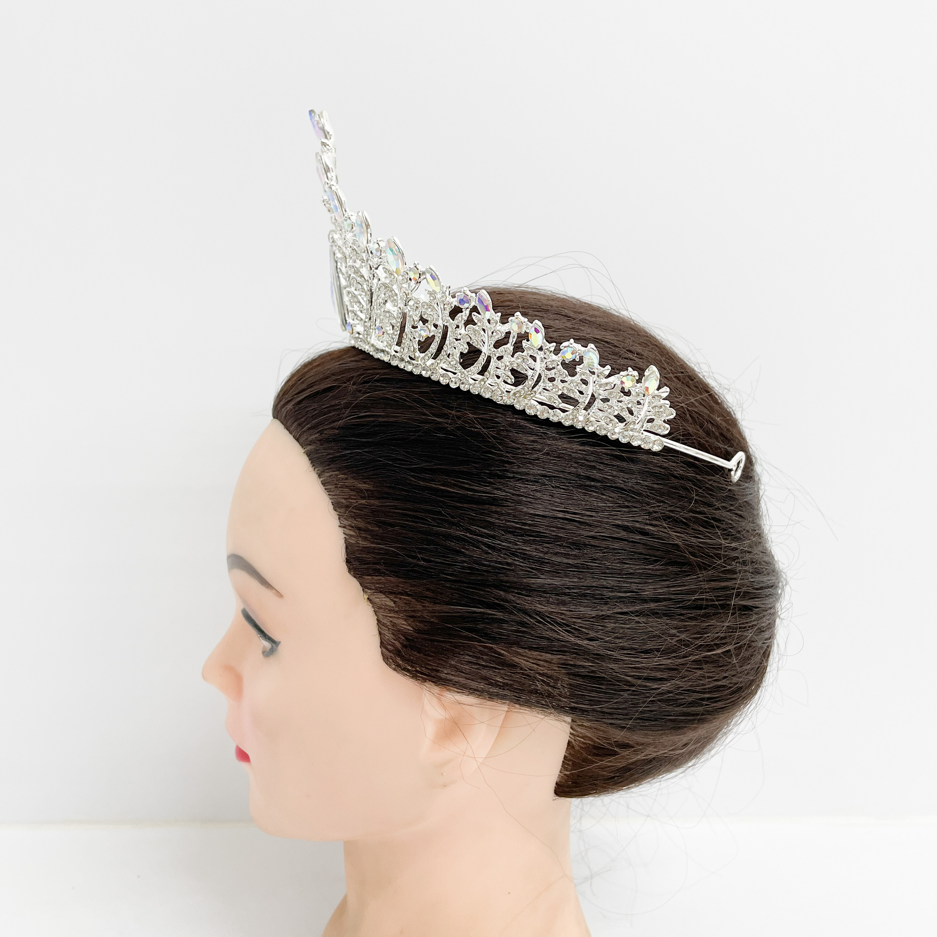 (พร้อมส่ง) เทียร่า 301 สีเงินเพชรรุ้ง มงกุฎนางงาม งานสวย ปราณีต QCเพชรทุกเม็ด สินค้าพร้อมส่งจากไทย