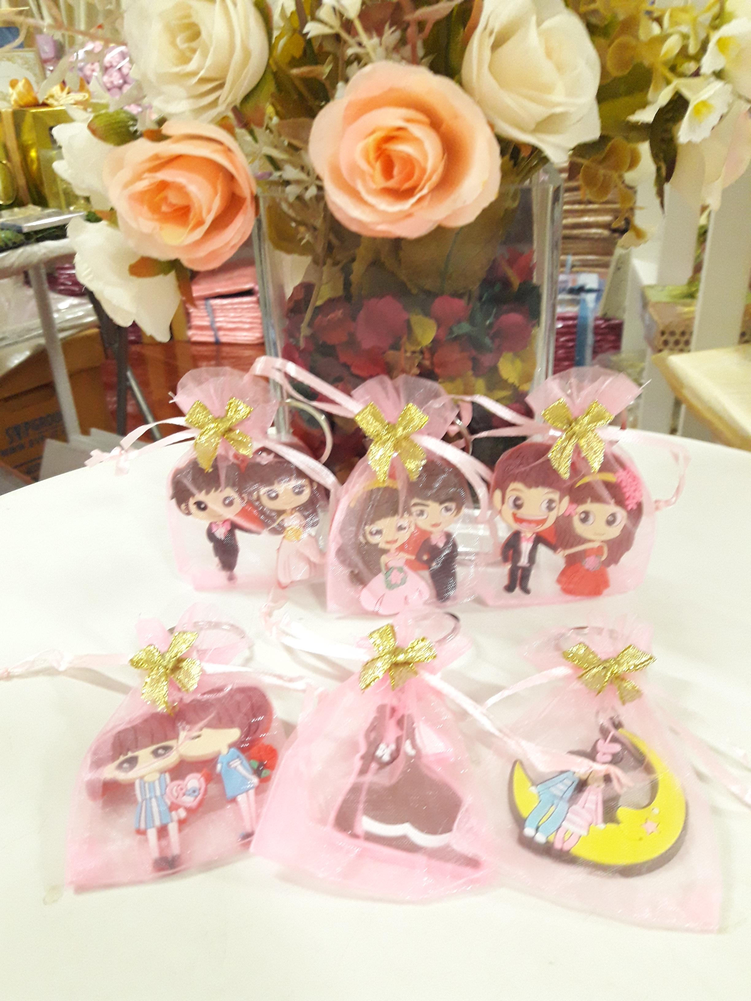 พวงกุญแจยางลายบ่าวสาว แพคเกจถุงผ้าแก้ว