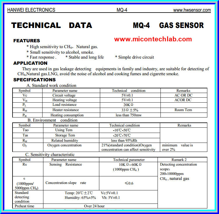 1x MQ-4 Methane Gas Sensor, Compress Natural Gas CNG MQ4 Sensor Module