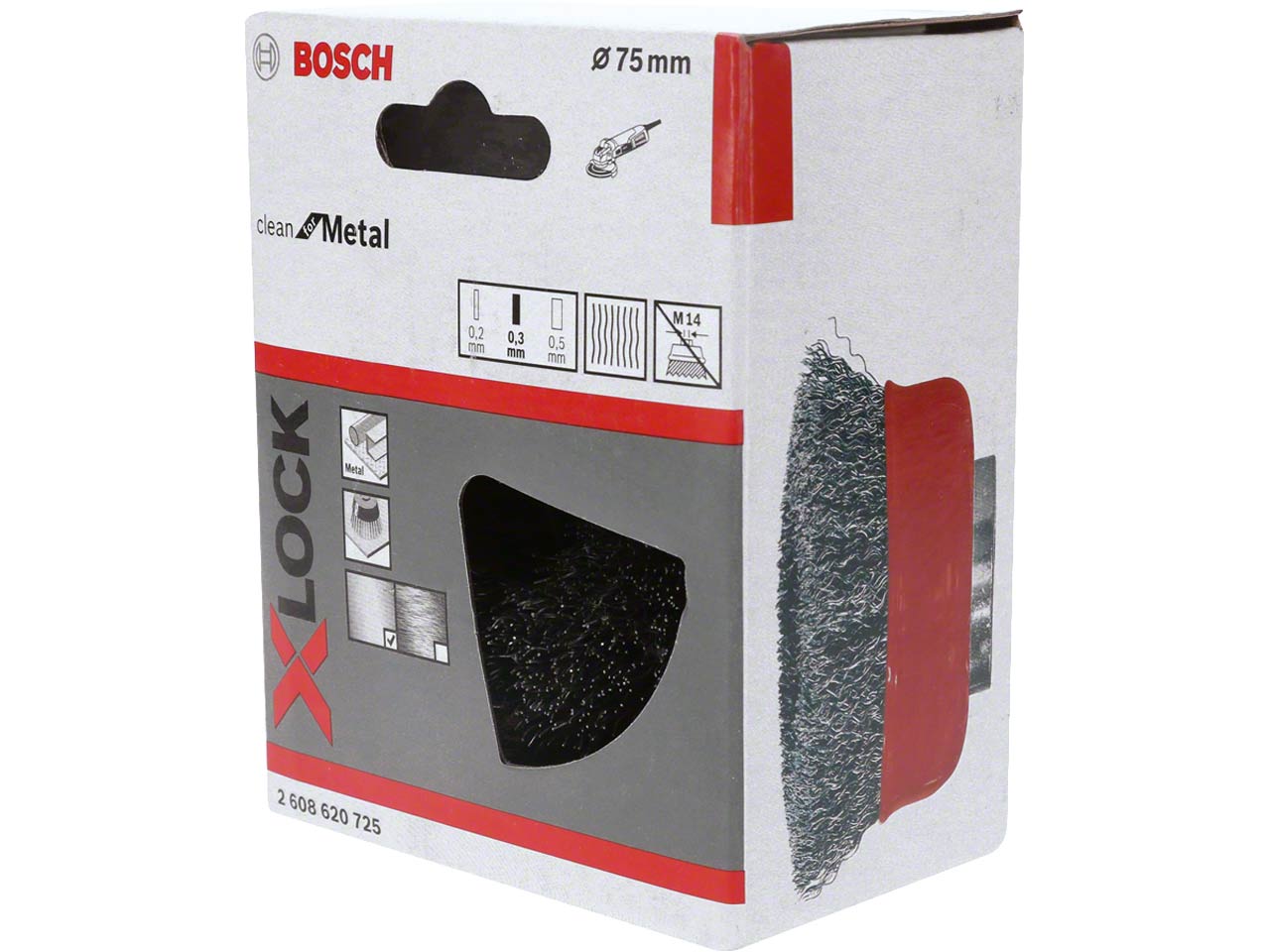 ถ้วยแปรงสำหรับโลหะ75มม. ลวด0.3มม. BOSCH X-LOCK
