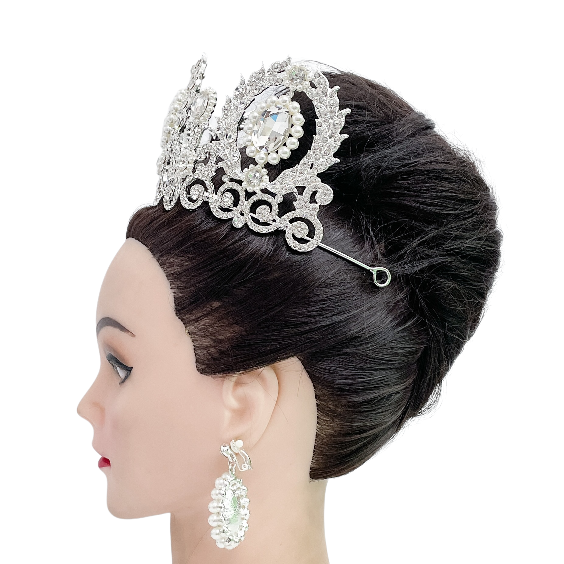 (พร้อมส่ง) เทียร่า 001 สีเงิน มงกุฎนางงาม มงกุฎเจ้าหญิง งานสวย ปราณีต QCเพชรทุกเม็ด สินค้าพร้อมส่งจากไทย