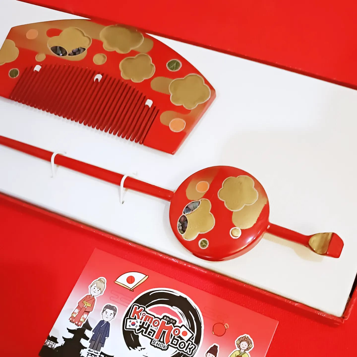 ชุดปิ่นไม้โทนสีแดง คู่PINW20011