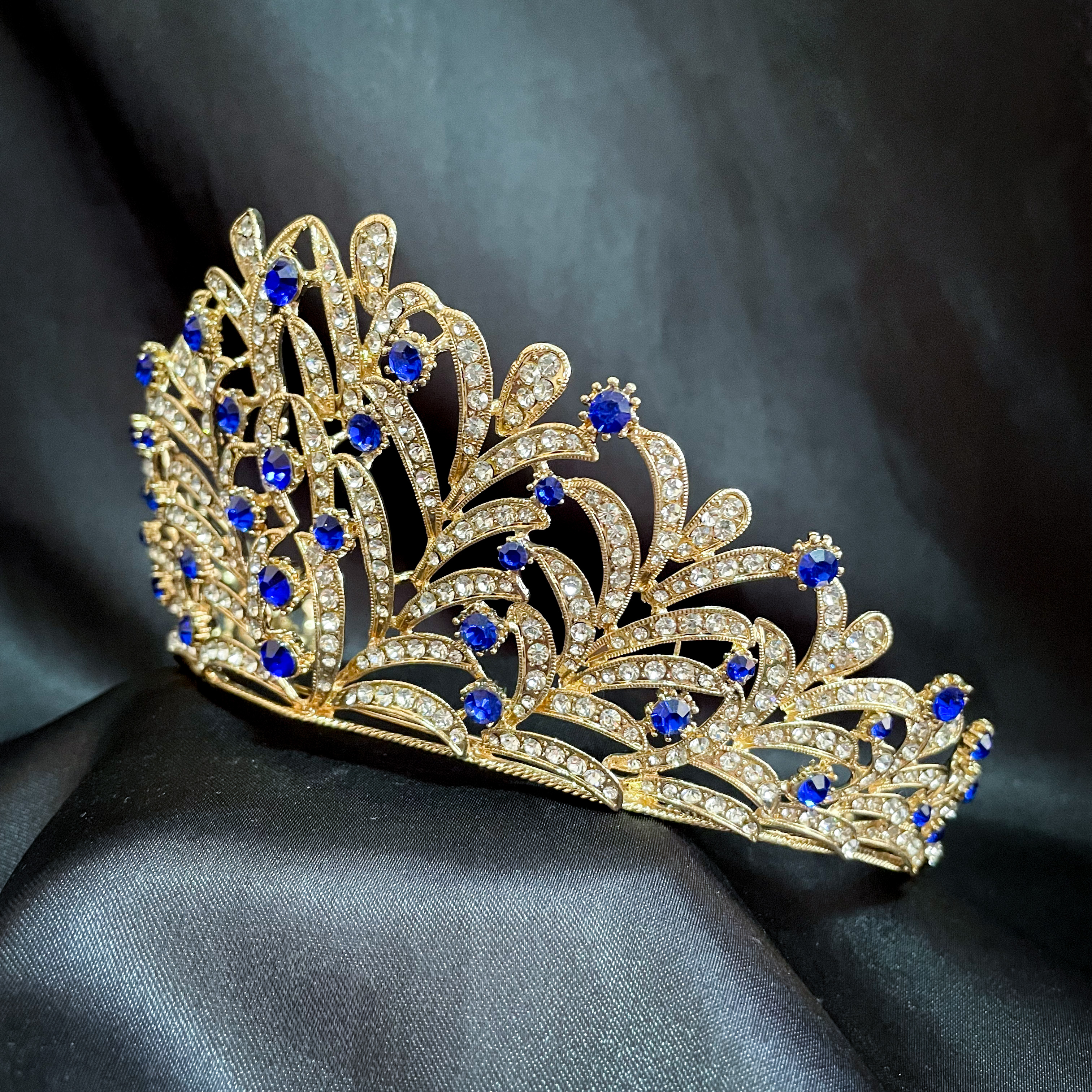 (พร้อมส่ง) เทียร่า 318 สีน้ำเงิน มงกุฎนางงาม มงกุฎเจ้าหญิง งานสวย ปราณีต QCเพชรทุกเม็ด สินค้าพร้อมส่งจากไทย