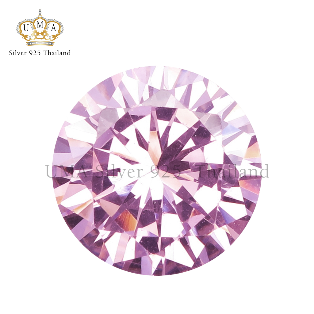 เพชรCZ 8A ทรงกลม สีชมพู พิ้งค์ไดมอนด์ (Pink Diamond ROUND CZ) - Size 14.00mm - 1แพ็ค - 25เม็ด