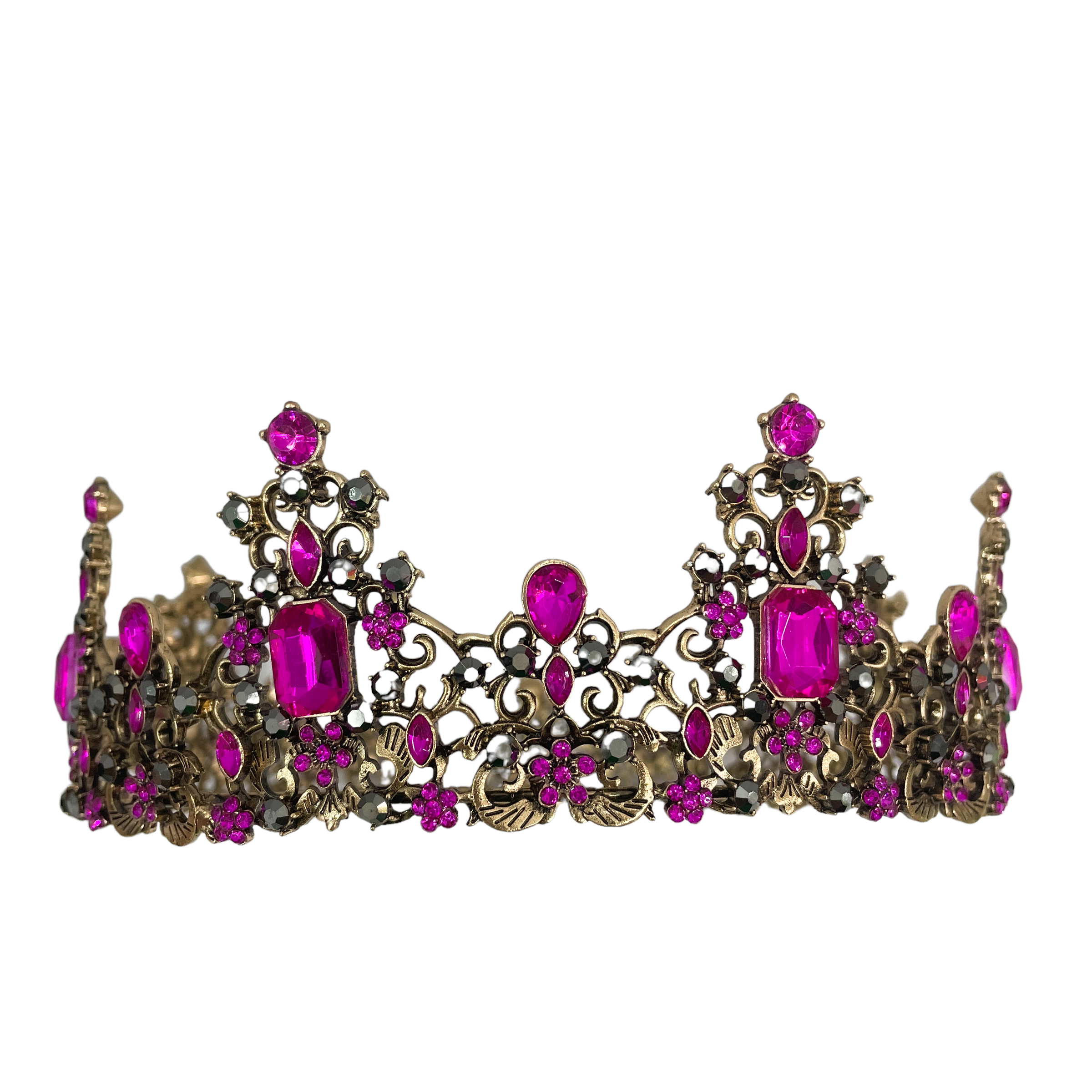 (พร้อมส่ง) มงกุฏ 066 สีชมพูบานเย็น มงกุฎนางงาม มงกุฎเจ้าชาย มงกุฎสไตล์วินเทจ งานสวย QCเพชรทุกเม็ดไมมีหลุด