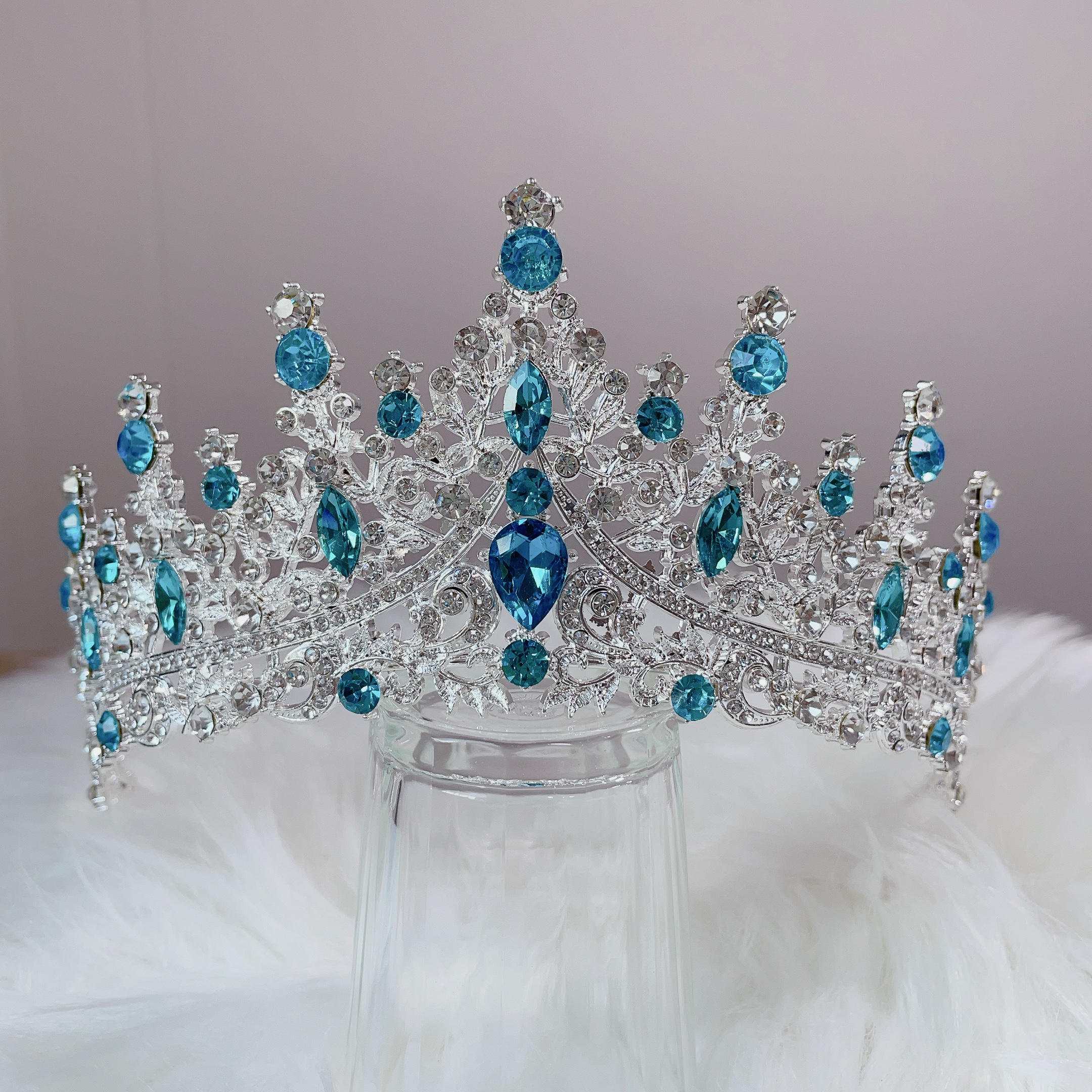 (พร้อมส่ง) เทียร่า 273 สีฟ้า-เงิน มงกุฎนางงาม มงกุฎเจ้าหญิง งานสวย ปราณีต QCเพชรทุกเม็ด สินค้าพร้อมส่งจากไทย