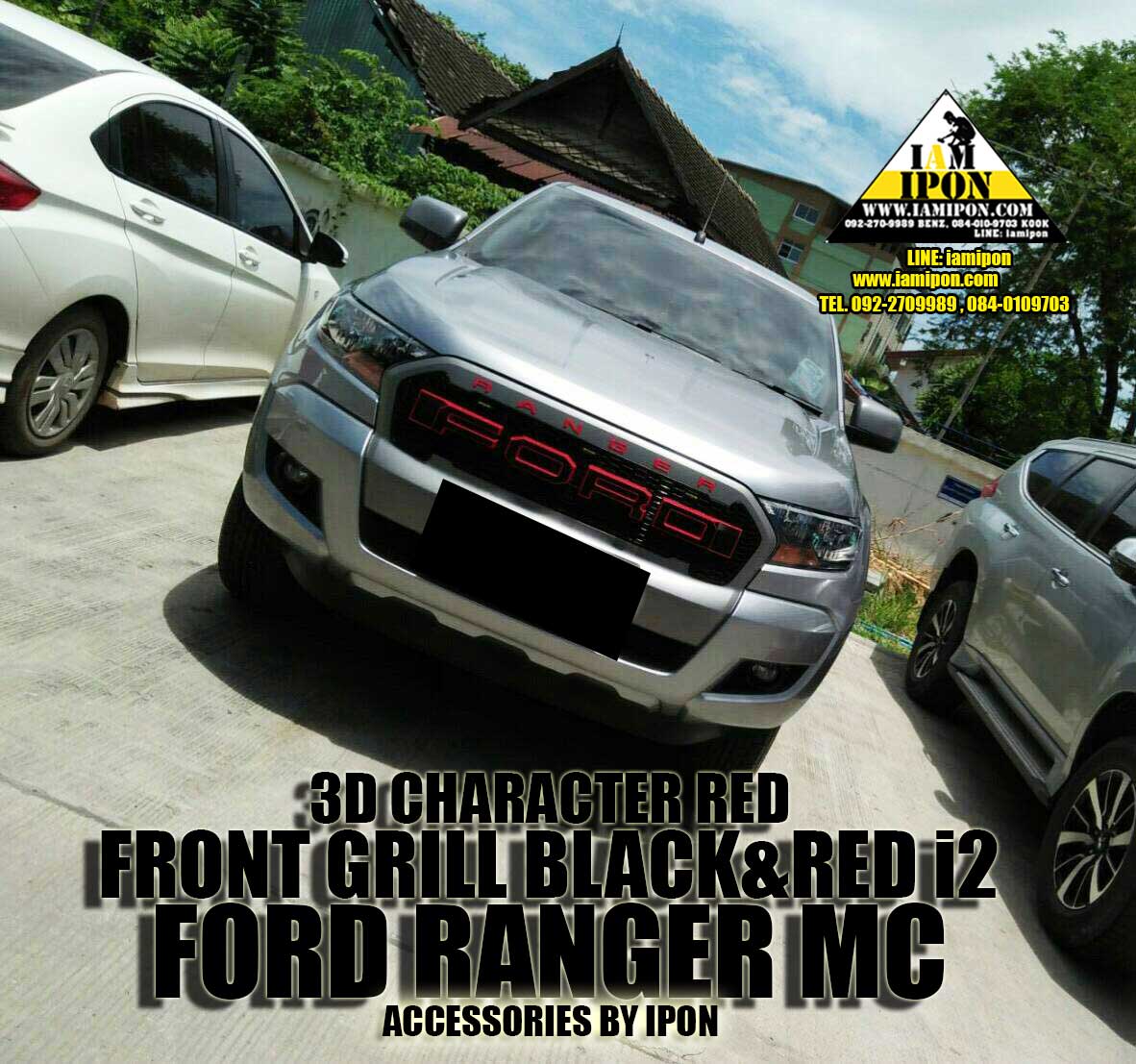 FRONT GRILL BLACK&RED I2 FORD RANGER MC กระจังหน้าดำขอบแดง I2 ฟอร์ดเรนเจอร์ MC