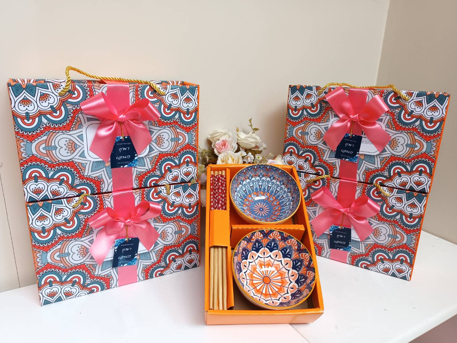 ชุดรับไหว้ชามตะเกียบ แบบ 2 ชาม