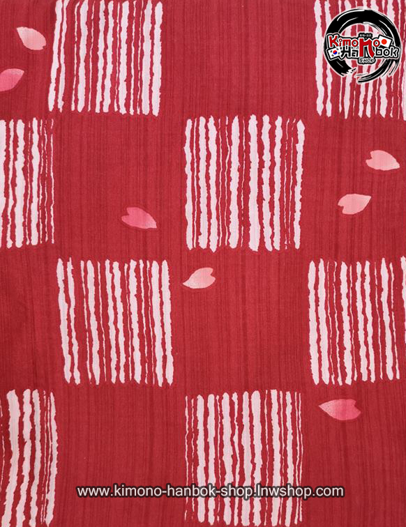 ยูกาตะสีแดงลายซากุระสีชมพู01