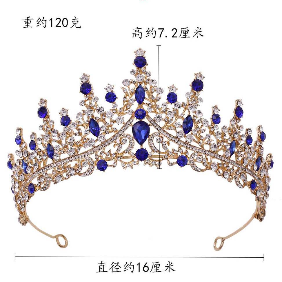 SET001 สีน้ำเงิน เครื่องประดับ 3 ชิ้น มงกุฎ สร้อยคอ ต่างหู จัดเซทสวยงาม สินค้าพร้อมส่งจากไทย