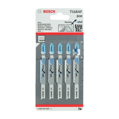 2608634505 BOSCH T118AF ใบเลื่อยจิ๊กซอว์ตัดเหล็ก (5 ใบ/แพค)