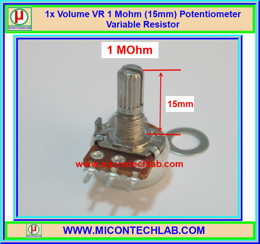 1x ตัวต้านทานปรับค่าได้ 1 Mohm 15 มม. Volume VR