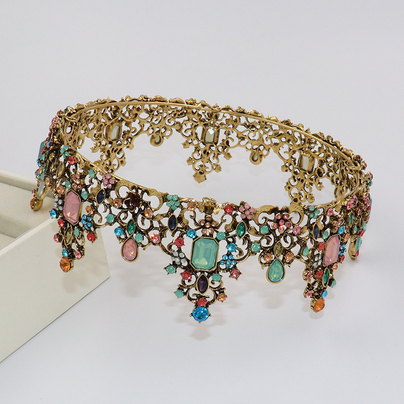 (พร้อมส่ง) มงกุฏ 066 สีทองเก่า มงกุฎนางงาม มงกุฎเจ้าชาย มงกุฎสไตล์วินเทจ งานสวย QCเพชรทุกเม็ดไมมีหลุด