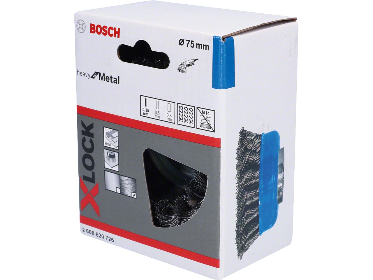 ถ้วยแปรงแบบเปียสำหรับโลหะ75มม. ลวด0.35มม.BOSCH X-LOCK