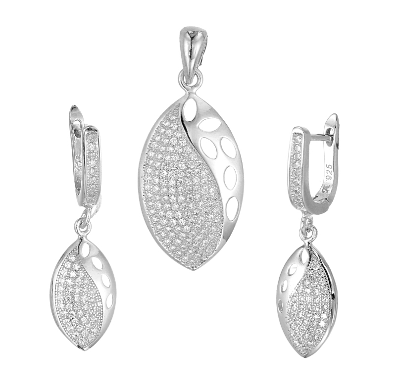 ต่างหูพร้อมจี้ ( เงิน ) = Earring with Pendant ( Silver )