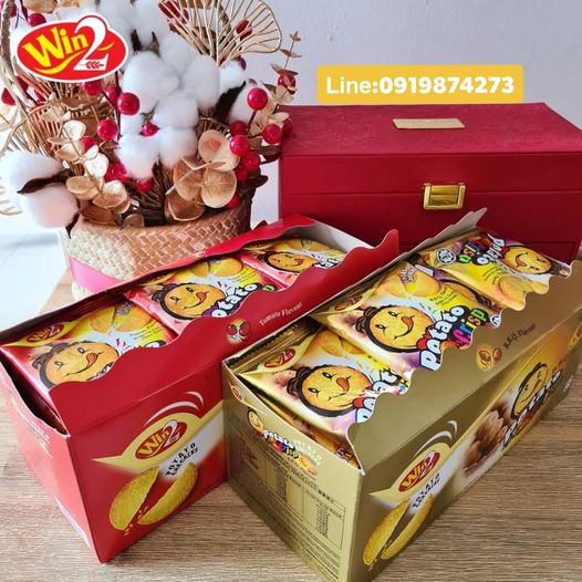 รสซาวครีม (1 กล่อง 30 ซอง) ขนมแคร็กเกอร์มันฝรั่งบางกรอบ ปังยิ้มแลบลิ้น Win2 Potato Crackers Crisp อบใหม่จากมันฝรั่งแท้ รับรองฮาลาล เป็นมิตรกับมังสวิรัต