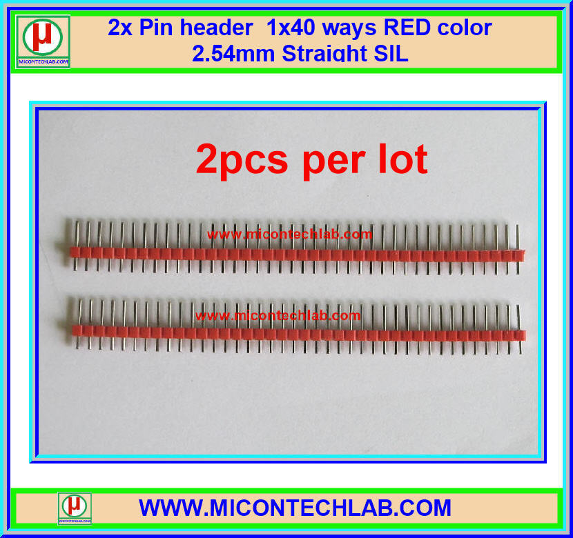 2x RED Color Pin header 1x40 ways 2.54mm Straight SIL