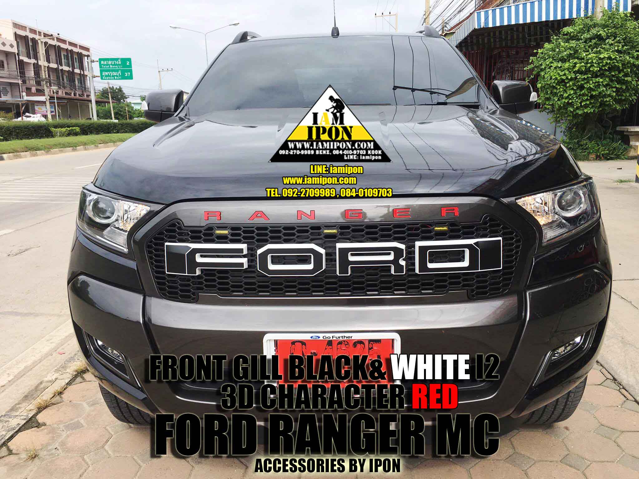 FRONT GRILL BLACK&WHITE I2 FORD RANGER MC กระจังหน้าดำขอบขาว I2 ฟอร์ดเรนเจอร์ MC