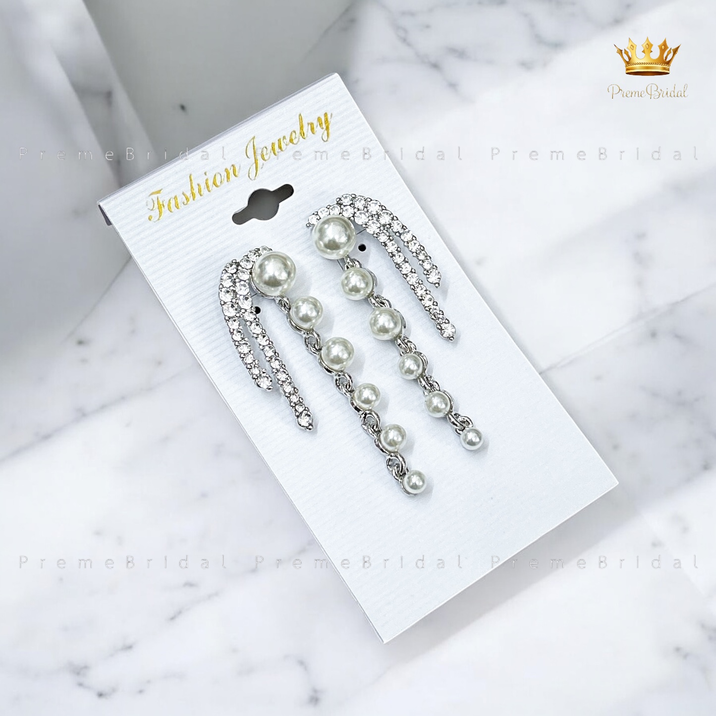 (พร้อมส่งจากไทย) ต่างหูเพชร+มุกพรีเมียม สไตล์เจ้าหญิง | งานหรู ใส่ไปงานแต่ง ออกงานได้