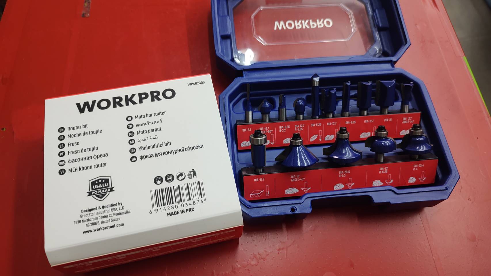 ชุดดอกทริมเมอร์1/4 15ตัวชุด WORKPRO WP402303