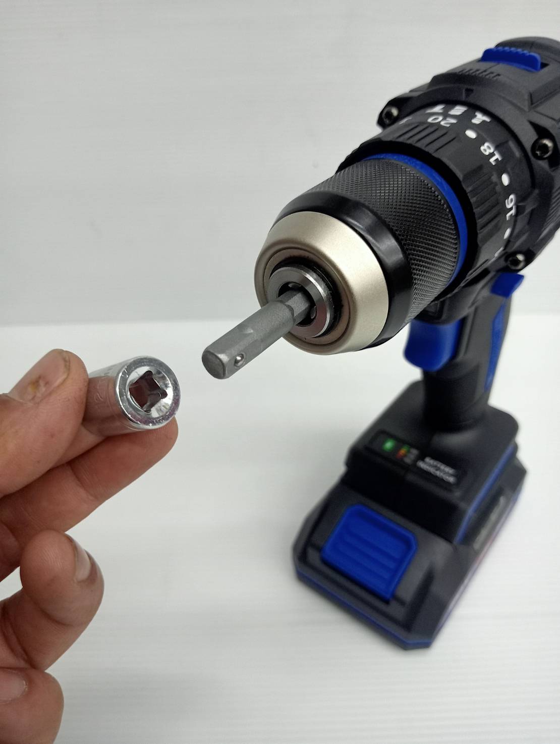 TEXUS BULL สว่านกระแทกไร้สาย คอสั้น 55Nm 20V แบตเตอรี่ 2.0Ahx2 Impact Drill TX-9633