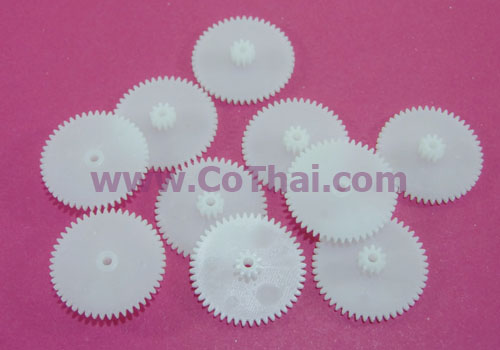 เฟืองคู่ พลาสติก สีขาว 48T10T2B v0.5 5.7(1.5)x25x2.05
