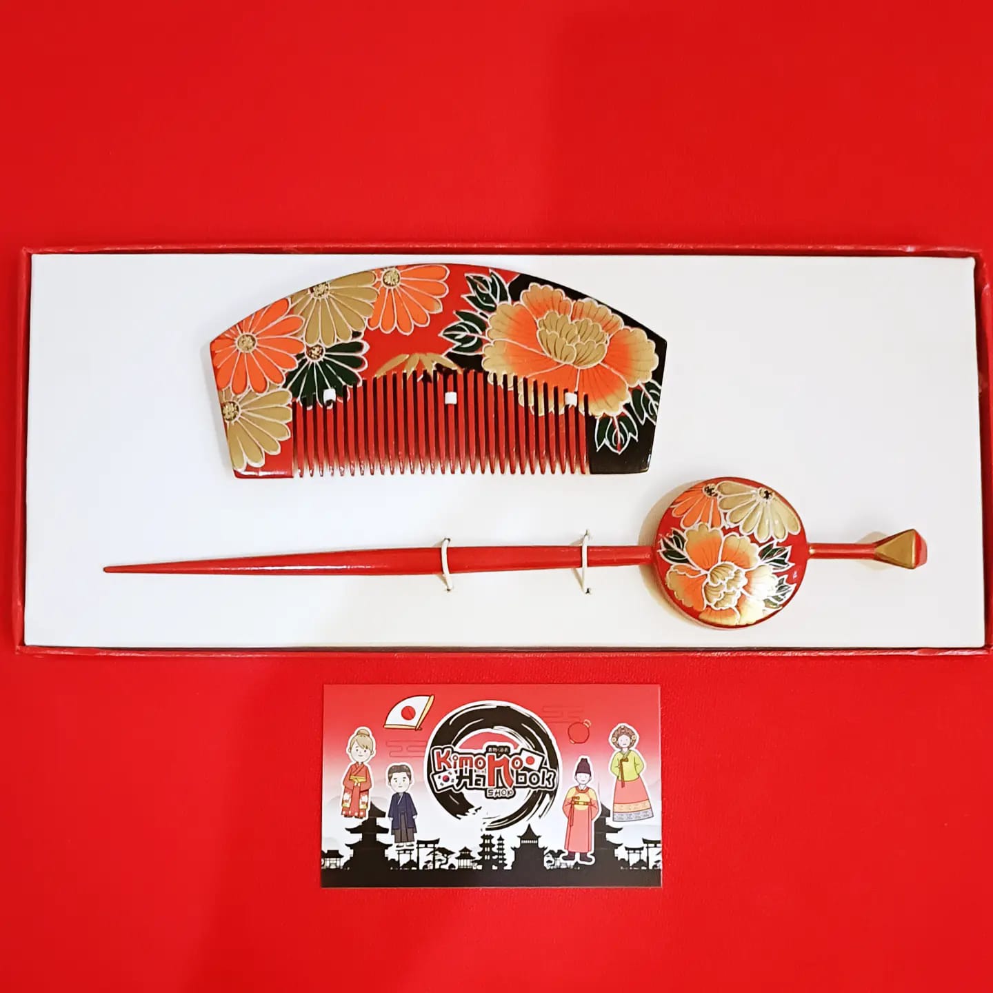 ชุดปิ่นไม้โทนสีแดงดำ คู่PINW20013