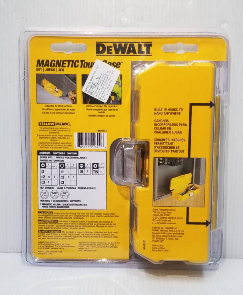 ชุดดอกไขควง15ชิ้น+กล่อง Magnetic ToughCase DWMTC15 DEWALT