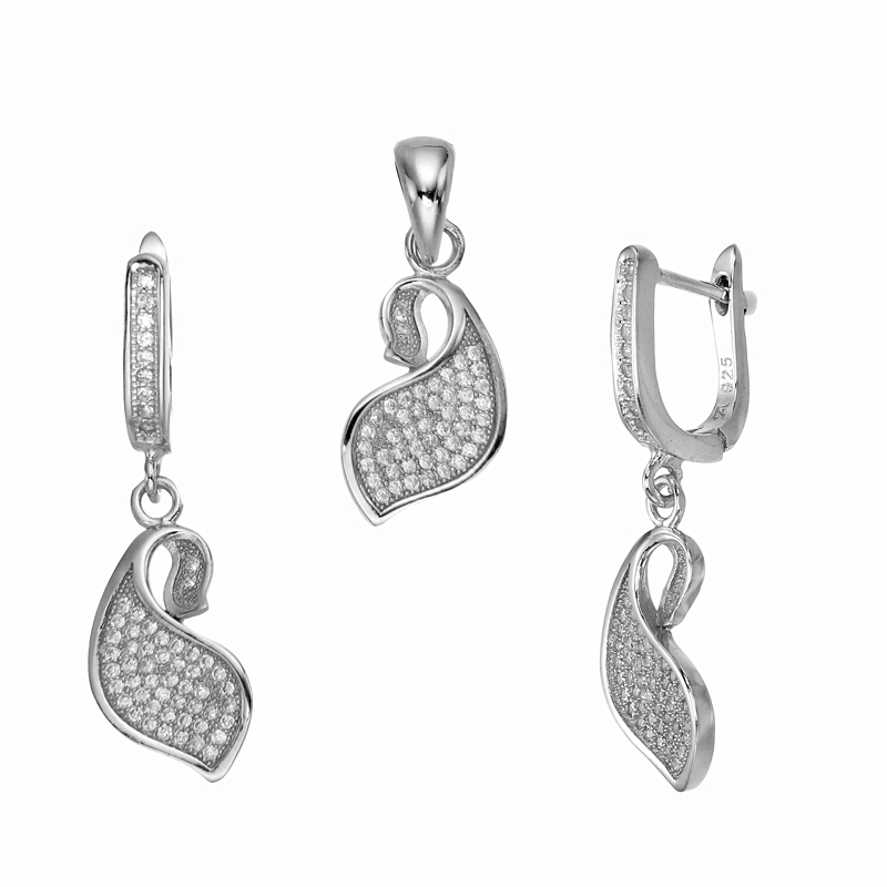 ต่างหูพร้อมจี้ ( เงิน ) = Earring with Pendant ( Silver )
