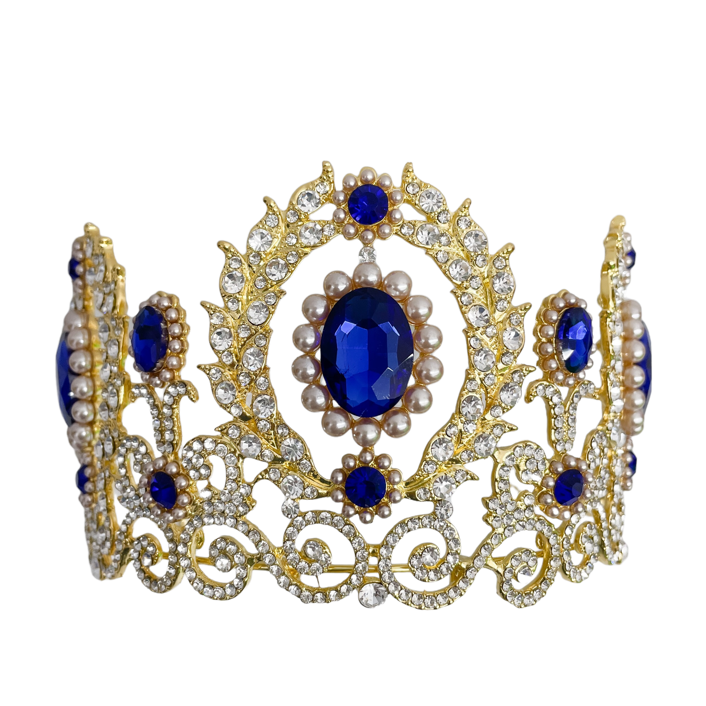 (พร้อมส่ง) เทียร่า 001 สีน้ำเงิน มงกุฎนางงาม มงกุฎเจ้าหญิง งานสวย ปราณีต QCเพชรทุกเม็ด สินค้าพร้อมส่งจากไทย