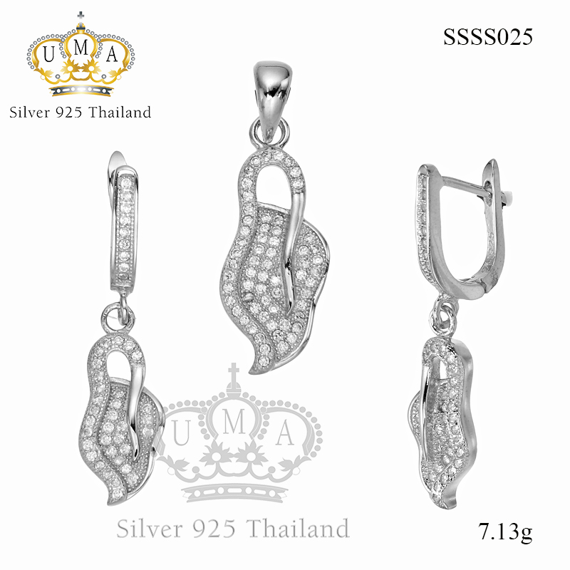 ต่างหูพร้อมจี้ ( เงิน ) = Earring with Pendant ( Silver )