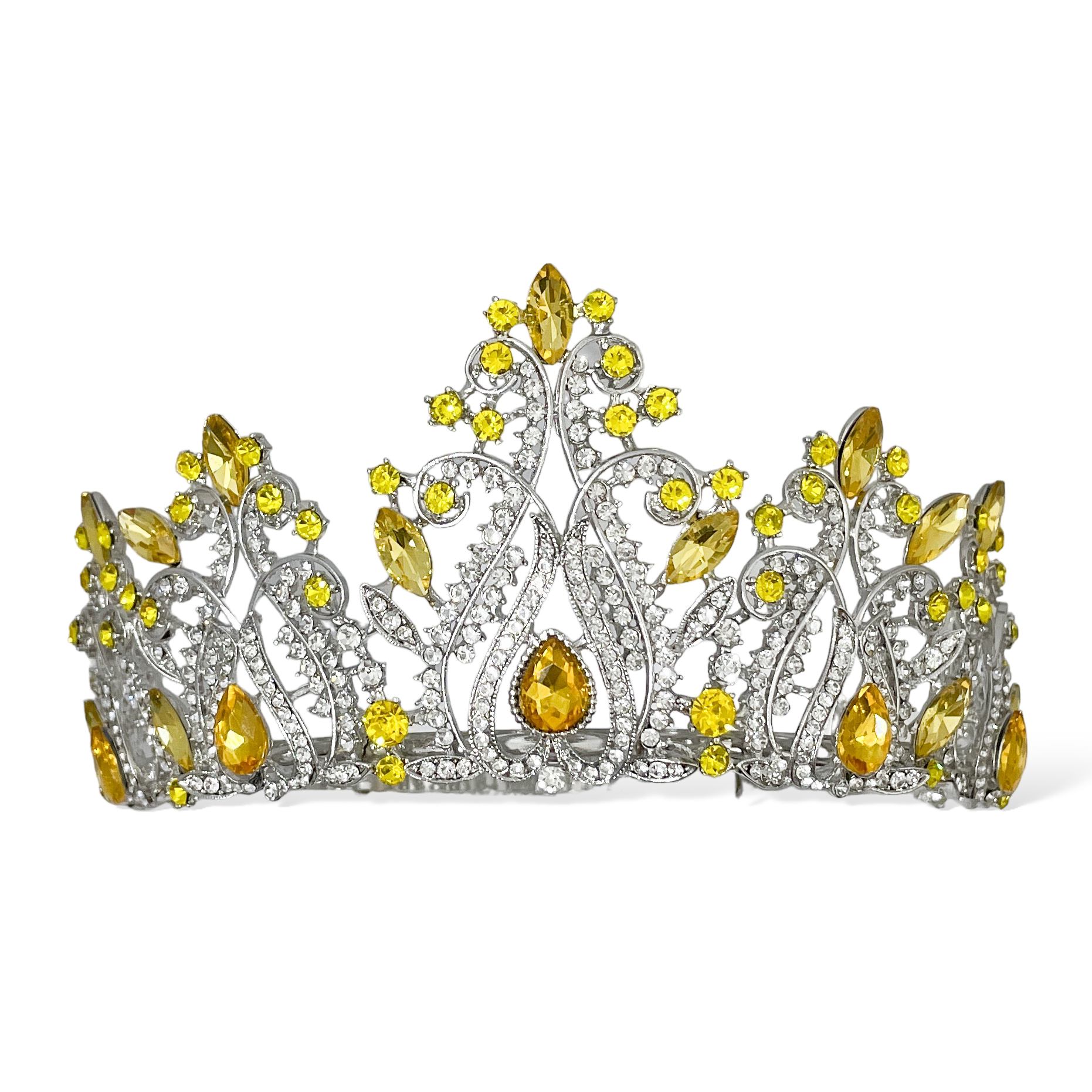 (พร้อมส่งจากไทย) มงกุฏ 118 สีเหลือง งานสวย งานนางงาม รุ่นฐานกลม ปรับขนาดได้ ส่งด่วน ส่งจากไทย