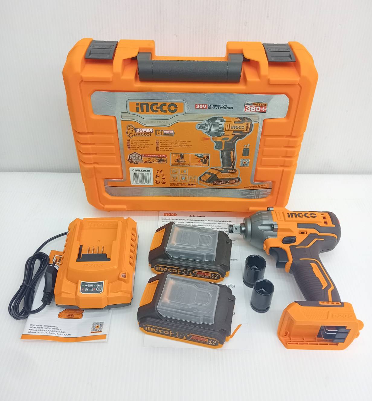 บล็อกกระแทก1/2 20V CIWLI2038 INGCO ครบชุด