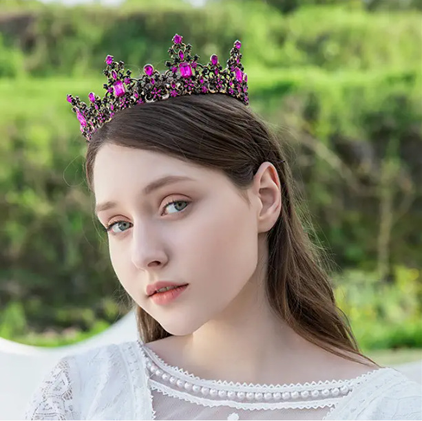 (พร้อมส่ง) มงกุฏ 066 สีชมพูบานเย็น มงกุฎนางงาม มงกุฎเจ้าชาย มงกุฎสไตล์วินเทจ งานสวย QCเพชรทุกเม็ดไมมีหลุด