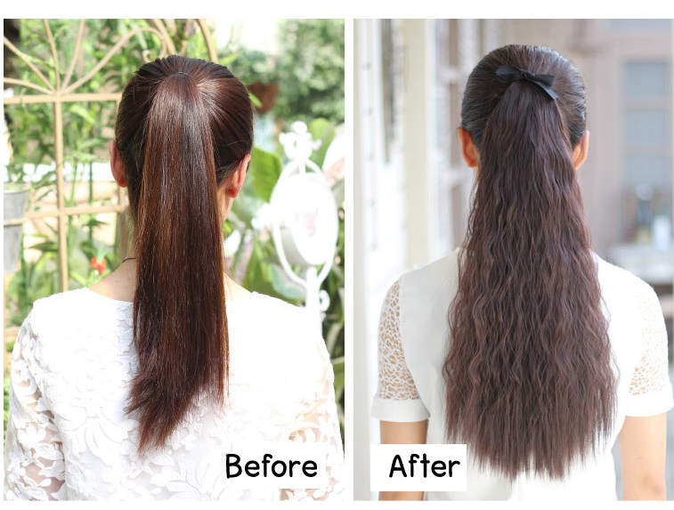 (พร้อมส่ง) แฮร์พีชหางม้าสไตล์เกาหลี แบบผูก ลอนมาม่า ยาว 55 cm