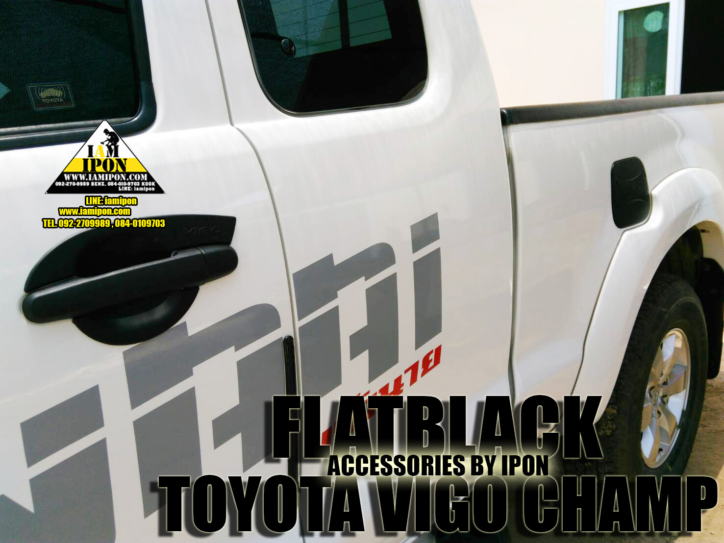 เบ้ารองมือเปิดประตู TOYOTA VIGO CHAMP ดำด้าน 2 ประตู ชุด 2 ชิ้น