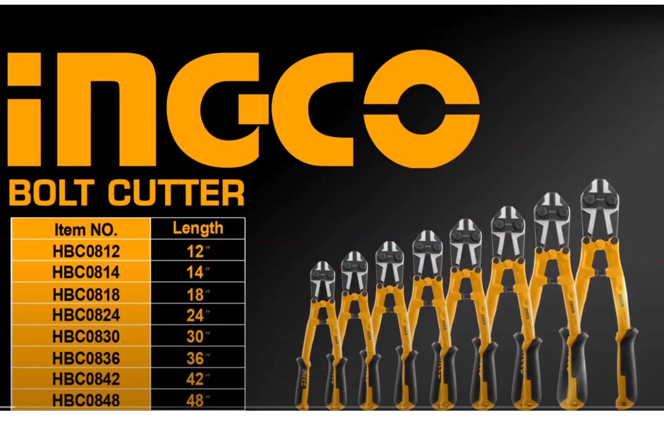 INGCO กรรไกรตัดเหล็ก 18 นิ้ว Bolt Cutter รุ่น HBC0818